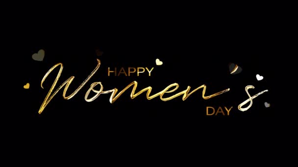 Happy Women Day Golden Text Light Effect Rendering Isolated Transparent — Stock Video