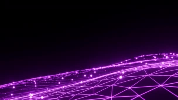 Abstract Purple Digital Connection Moving Dots Lines Connection Web Concept — Stock Video