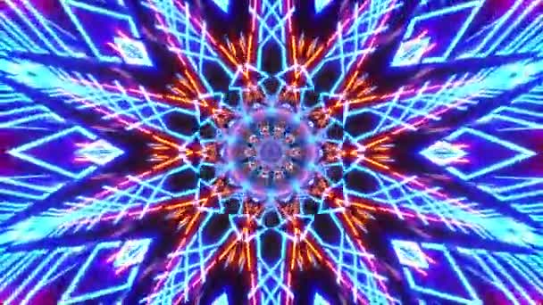 Renderizado Abstracto Azul Rojo Luz Mandala Loop Fondo Giratorio Movimiento — Vídeo de stock
