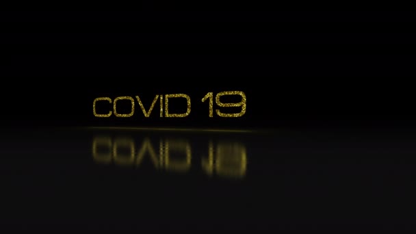 コロナウイルスCovid 19パンデミックビジネスインパクト分析シネマティックタイトル背景コンセプト Covid 19ビジネスインパクト分析ゴールドテキストグリッチトランジション効果で4K 3Dレンダリング — ストック動画