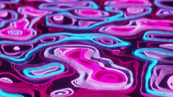 크리에이티브 디자인 배경은 Pink Blue Neon Colors Wavy Lines 움직임으로 — 비디오