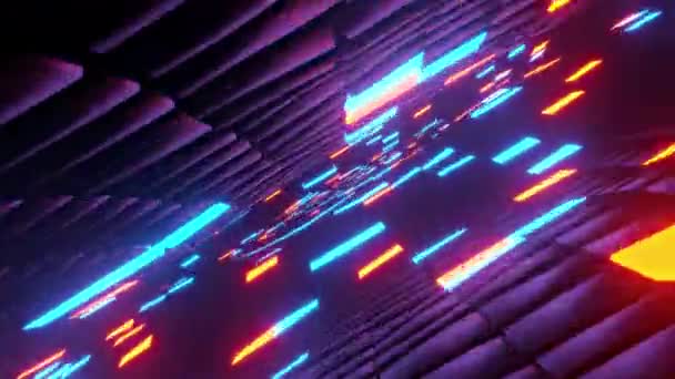 抽象的なハイテクSfトンネルでの飛行 音楽ビデオVjループ 視聴覚 ハイテク 未来的な背景のための未来的なグラフィック 3Dシームレスループアニメーション光速度ハイパースペースコンセプト — ストック動画