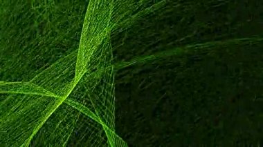 Soyut Yeşil Kablo Ağ Hattı Arka plan Hızlı Hareketi. 4K 3D Kusursuz Döngü Hattı. Bilim kurgu temalı tel örgü dalgaları. Grunge bilim başlığı giriş arkaplanı için modern tasarım.