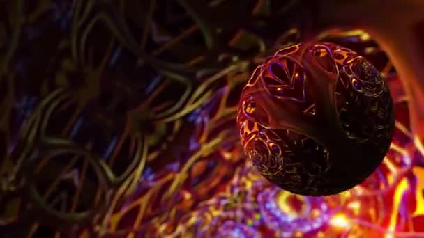 Нескінченна Петля Абстрактна Сфера Круглих Ячів Sci Гранжевому Іншопланетному Просторі — стокове відео