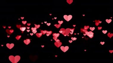 4K 3D kağıt, merkezden kusursuz döngü arkaplanından süzülen kalbi sever. Sevgililer Günü temalı sinema geçmişi. Sevgili anneler günü, doğum günü, düğün klipleri için kalplerin güzel arka planı..