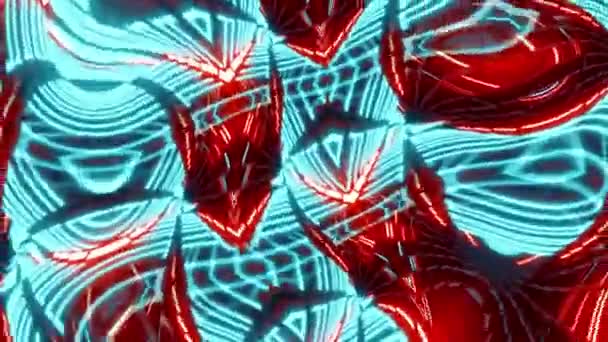 Abstract Blue Red Digital Technology Rippling Striped Optical Illusion Three — Stock Video