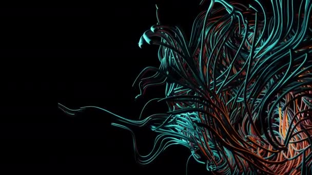4K神奇的3D超现实科幻小说触点控制论抽象物体视频镜头 骨折结构 黑色背景下超现实物体的数字三维抽象艺术 — 图库视频影像