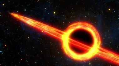 Derin uzay arkaplan animasyon 3D canlandırmasında kara delik dönüşü. Süper kütleli BlackHole Sineması 4K animasyonu. Bilimkurgu Dış Uzay Keşfi, Uzay Arkaplanı 'nda dönen kara delik. 
