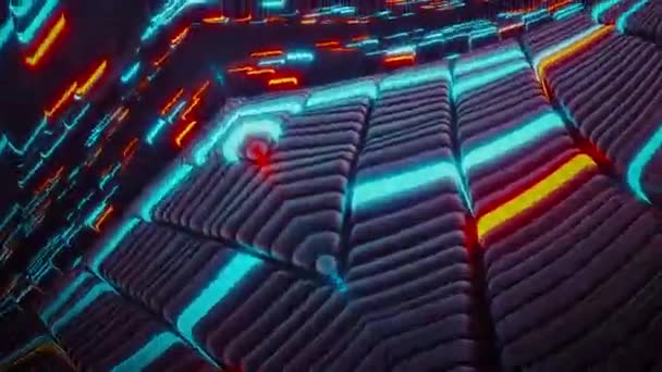 Luminous Neon Abstract Digital Futuristic Illusion World Inglês Renderização Sem — Vídeo de Stock
