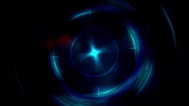 HUD ekipmanlı koyu mavi teknoloji hareketi animasyonu döndürdü. 4K 3D kusursuz, kırmızı ve mavi renkli dijital daireler içeren soyut bir döngü. Modern fütüristik arka plan kavramı.