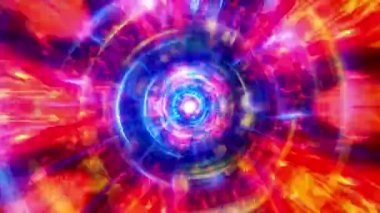 4K 3D kusursuz döngü renkli dinamik enerji alevi dairesi girdap animasyonunu ateşliyor. Işıltılı mavi turuncu sarmal hareketli soyut yanan galaksi portalı VJ DJ döngü başlık arkaplanı.