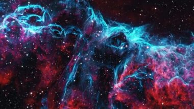 Derin uzayda BAT Nebula Uzay Uçuşu keşfi. NGC 6995 'e 4K 3D Uçuş Yarasa Bulutsusu. Uzay 'da Yıldız Alanı, Galaksi ve Nebula' yla Uçuş. NASA görüntüsü tarafından desteklenen elementler.