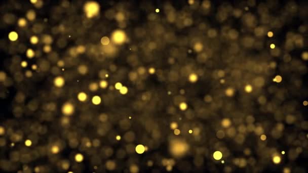 概要金墨色粒子を輝く運動背景 3Dシームレスループアニメーション Blinking Glittering Particles Bokeh Particlesループ効果の背景クリスマス 結婚式 — ストック動画
