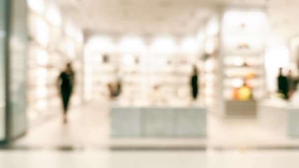 Abstract Blurred Interior Background Modern Shopping Mall Blurred People Shopping — Stockvideo