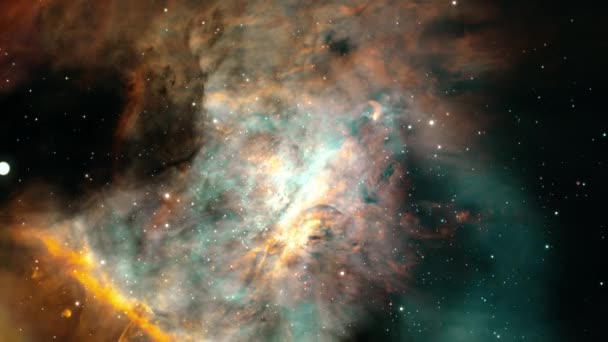 大オリオン星雲 宇宙飛行士フィールド銀河と星雲の深宇宙探査に 3Dフライト1000光年の距離にある大オリオン星雲 Nasaの画像によって装飾された要素 — ストック動画