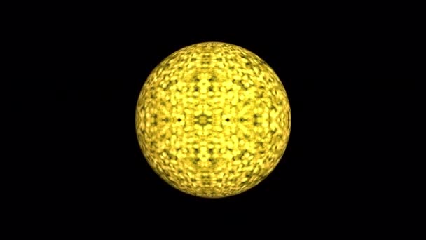 Boule Sphère Dorée Animation Isolée Sur Noir Avec Alpha Channel — Video