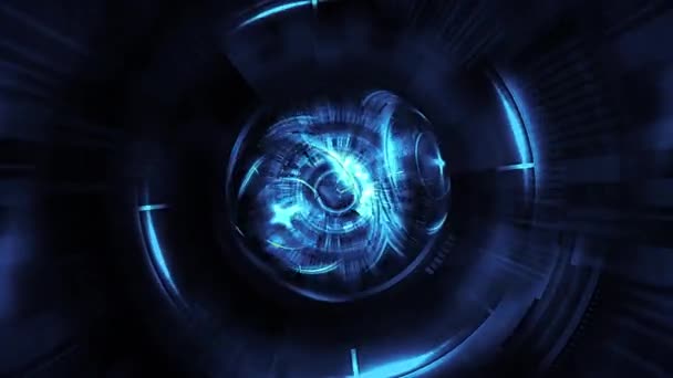 Abstract Blue Science Technologie Hud Circle Interfaces Naadloze Loop Achtergrond — Stockvideo