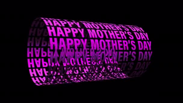 Animação Loop Happy Mãe Dia Texto Roda Movimento Gráficos Isolados — Vídeo de Stock
