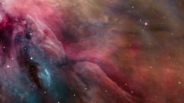 Statek Kosmiczny Lata Wokół Mgławicy Orion Lot Przez Przestrzeń Rozproszoną — Wideo stockowe