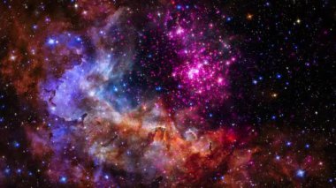 Westerlund 2 'nin ışıldayan kümesine derin uzay keşifleri. Samanyolu 'ndaki Westerlund 2 kompakt genç yıldız kümesine 4K 3D döngü uzay keşfi. NASA görüntüsüyle döşenmiş.