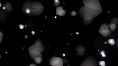 4K 3D, Soyut Parlayan Beyaz Kalpler Parçacığı Siyah Ekran Arkaplanında Yüzen Bokeh 'te Silindi. Aşk Animasyonu, Anneler Günü, Evlilik, Sevgililer Günü, Evlilik Yıldönümü Aşkı.