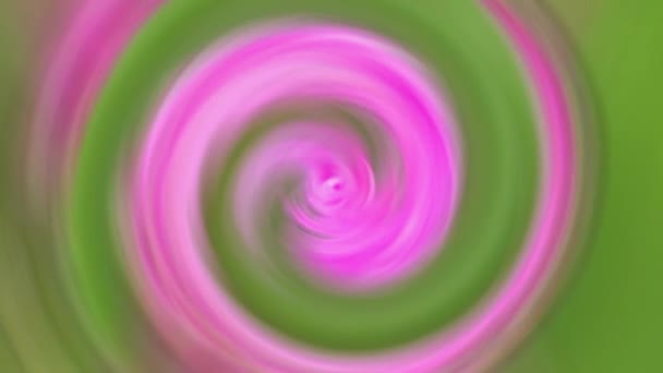 以摆动冲击波为中心 旋转单粉色绿色梯度螺旋形无缝线环 4K抽象水泡裂口Jerky分形螺旋线无限环路动画 — 图库视频影像