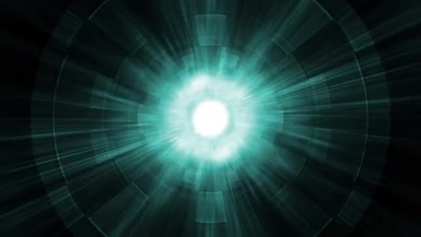 Rotation Glowing Green Blue Flare Circle Technology Black Background Rendering — Stock Video