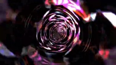 Soyut Bilim Kurgu Enerjisi Girdap Tüneli Kusursuz Döngü. Çok renkli Çember Parlak Işık Enerji Tüneli. 4K 3D Parlak ışık hipnotik psikedelik girdap daireli bilim kurgu animasyonu.