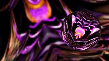 Dönen Renkli Gelecek Yüksek Teknolojisi Parlayan Mor Neon Topu Soyut Arkaplanı. 4K 3D Kusursuz Döngü. Kopya Boşluğu Olan Soyut Arkaplan. Bilim Kurgu Mühendislik Küresi. VJ DJ döngüsü.