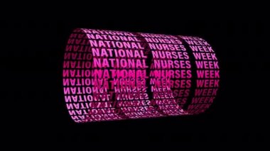 ULUSAL NURSES HAFTA Dijital Pembe Metin Kaydırma Silindiri QuickTime Alpha Channel ProRes 4444 kullanılarak izole edilmiş kelime. 4K 3D Kusursuz Döngüsüz Ulusal Hemşireler Haftası Efekti.