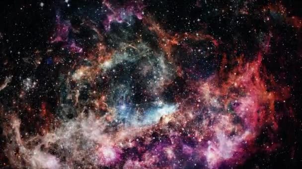 Loop Space Exploration Nebula sky sparking gas cloud — Stock video
