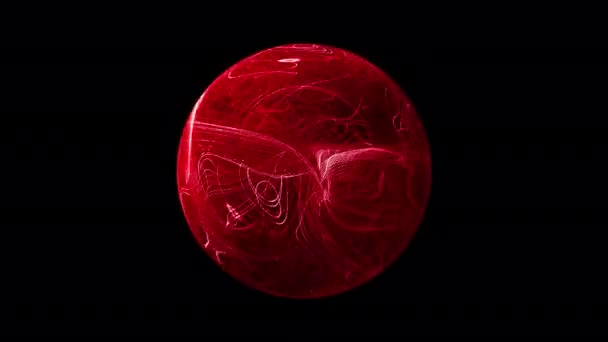 Resumen sci-fi red chaos wire mesh sphere rotation looping motion isolated alpha channel — Vídeos de Stock