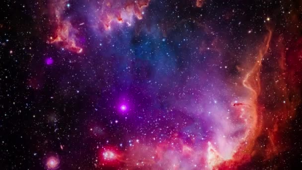 Loop Space Flight hluboký vesmírný průzkum cestování do malého Magellanic Cloud nebo Nubecula Minor — Stock video