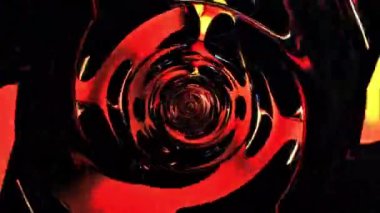 Soyut bilim kurgu parıltısı kırmızı turuncu girdap tünel döngüsü animasyonu. Soyut Sonsuz Fantezi siber sarmal tüneli.