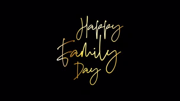 Happy Family Day Goldenes Textwort Illustration Eines Isolierten Wortes Mittels — Stockvideo