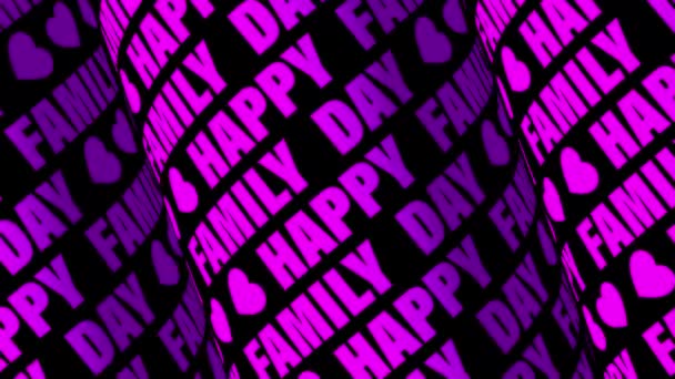 Счастливый семейный день фиолетовый розовый текст прокрутки цилиндр текстурированный шаблон обои концепции фона. — стоковое видео