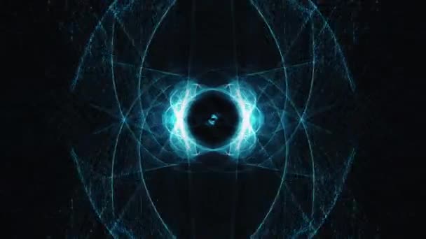 Simetrie Abstractă Fundal Tehnologie Futuristă Sci Suprarealistă Haotic Neon Albastru — Videoclip de stoc
