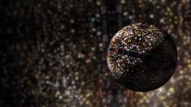Digitalisering Abstraktion Futuristisk Bakgrund Animerad Glittrande Sfär Glitter Virtuellt Utrymme — Stockvideo