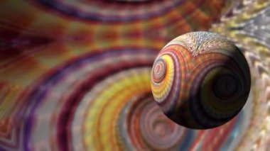 4K 3D Soyut Animasyon Arkaplan Kusursuz döngü metin mesajınız için kopyalama alanı ile. 3D Sanal Uzay 'da çok renkli küre. Etkin Dönen Renkli Top geçmişe dönük geleceksel hareket tasarım şablonu.