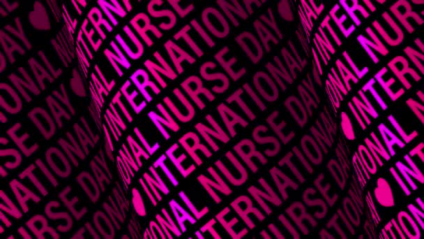 International Nurse Day Digitaler Text Scrollt Lila Roten Zylinderbildschirm Seamless — Stockvideo