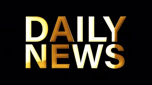 Daily News Goldener Text Mit Goldener Lichteffekt Schleifenanimation Illustration Daily — Stockvideo