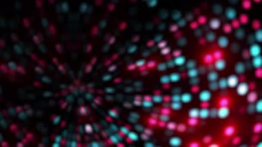 Soyut yaratıcı fütüristik teknoloji geçmişi bulanıklaştırdı. Hareket eden ve yanıp sönen LED ışıklar, dijital mavi ve pembe. Sunum, konser, müzik, VJ döngüsü için yüksek teknolojili LED panel animasyonu.