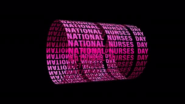 National Nurses Day Digitální Růžový Text Scrolling Cylinder Texturované Izolované — Stock video