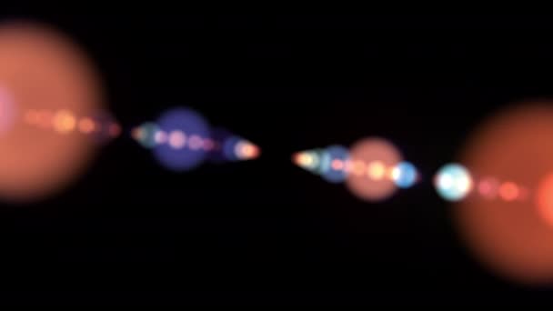 Létání Přes Mnohobarevné Blikání Blikání Žárovky Světelné Pochodně Černém Pozadí — Stock video