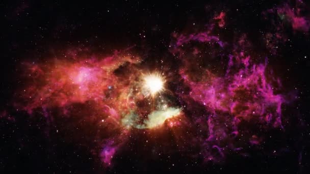 Αφηρημένη Απρόσκοπτη Βρόχο Διαστημική Πτήση Γαλαξία Πεδίο Αστέρων Κέντρο Λαμπερό — Αρχείο Βίντεο
