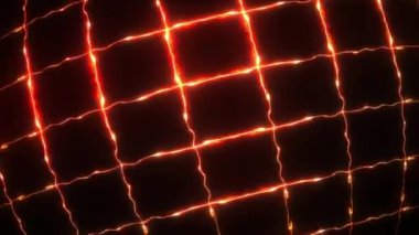 Yıldırım hareketinin soyut dijital animasyonu. Yaratıcı kırmızı turuncu enerji elektrik hattı hareketi. 4K 3D kusursuz parlayan ışık ağı çizgisi teknolojisi konsepti. VJ döngüsü.