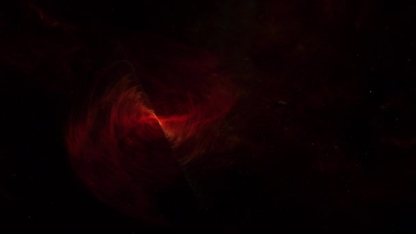 3D幻想科幻动画背景概念抽象发光红色星云宇宙云 梦想探索太空 通过空间星云飞行的空间电影视频中的想象超现实旅行A — 图库视频影像