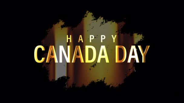Feliz Día Canadá Insignia Texto Dorado Con Animación Brillo Luz — Vídeo de stock