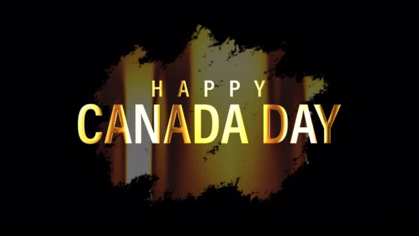 Happy Canada Day Gyllene Text Emblem Med Guld Ljus Glans — Stockvideo