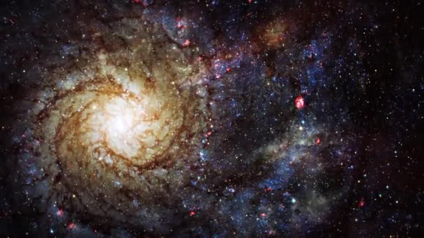 Sömlös Loop Space Exploration Nebulosa Himmel Till Spiral Galaxy M74 — Stockvideo